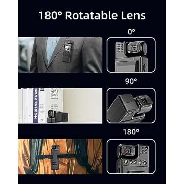 VIDCASTIVE 64G Body Camera with Video Recording, 1080P HD Police Body Worn Cam with 180° Rotatable ...