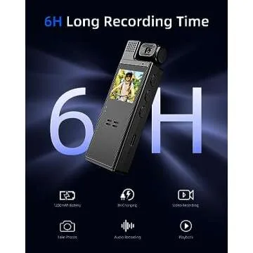 VIDCASTIVE 64G Body Camera with Video Recording, 1080P HD Police Body Worn Cam with 180° Rotatable Lens, Night Vision, and 6 Hours Battery Life for Daily Records, Delivery/Serving Jobs