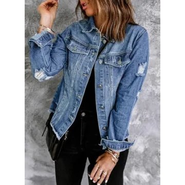 EVALESS Women's Ripped Denim Jacket for All Seasons