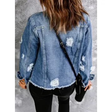 EVALESS Women's Ripped Denim Jacket for All Seasons