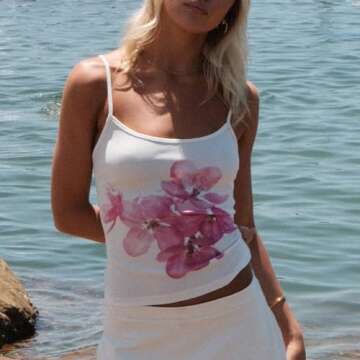 KOSUSANILL Y2k Sleeveless Crop Tank Tops Women Sexy Low Square Neck Camisole Spaghetti Strap Backles...