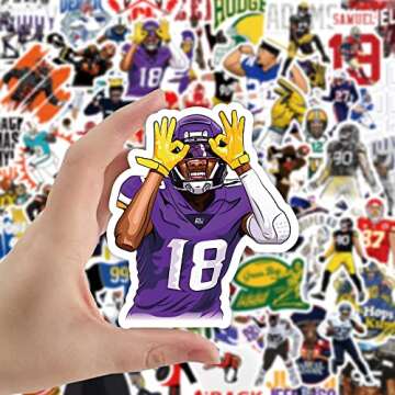HCNOCNB American Football Stickers for Rugby Team Fans(100pcs) Vinyl Waterproof Stickers for Water Bottles Teens Boys Luggage Motorcycle Snowboard