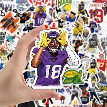 HCNOCNB American Football Stickers for Rugby Team Fans(100pcs) Vinyl Waterproof Stickers for Water Bottles Teens Boys Luggage Motorcycle Snowboard