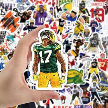 HCNOCNB American Football Stickers for Rugby Team Fans(100pcs) Vinyl Waterproof Stickers for Water Bottles Teens Boys Luggage Motorcycle Snowboard