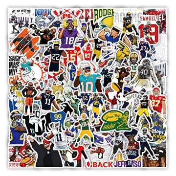 HCNOCNB American Football Stickers for Rugby Team Fans(100pcs) Vinyl Waterproof Stickers for Water Bottles Teens Boys Luggage Motorcycle Snowboard