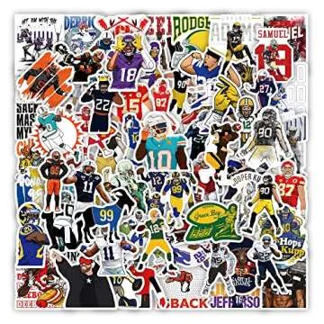 HCNOCNB American Football Stickers for Rugby Team Fans(100pcs) Vinyl Waterproof Stickers for Water Bottles Teens Boys Luggage Motorcycle Snowboard