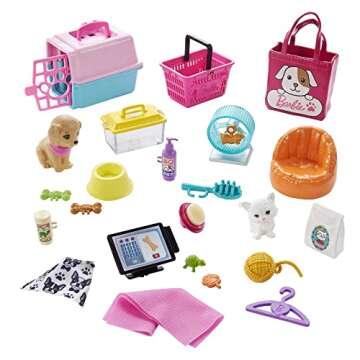 Barbie Pet Boutique Playset with Color-Changing Puppy and 4 Pets