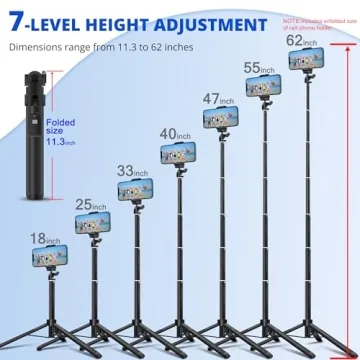 Bluehorn 62 Inch Extendable Selfie Stick Tripod with Remote