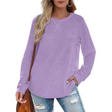 XIEERDUO Womens Long Sleeve Tops Dressy Casual Fall Long Sleeve Tunic Tops Winter Purple XXL