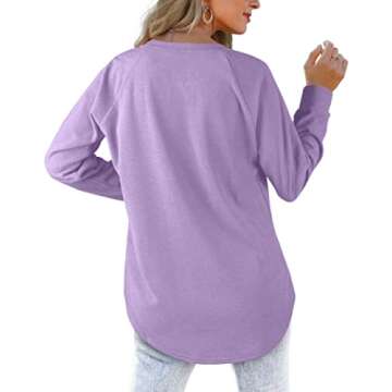 XIEERDUO Womens Long Sleeve Tops Dressy Casual Fall Long Sleeve Tunic Tops Winter Purple XXL