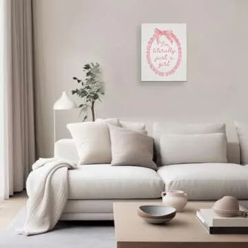 Laveliabel Coquette Pink Bow Canvas Wall Art for Girls