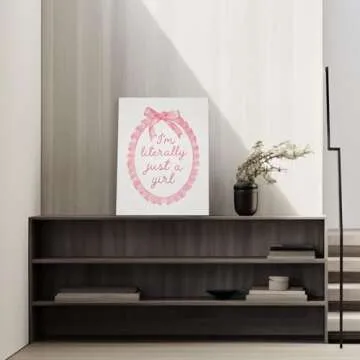 Laveliabel Coquette Pink Bow Canvas Wall Art for Girls