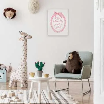 Laveliabel Coquette Pink Bow Canvas Wall Art for Girls