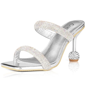 CAMSSOO Women’s Rhinestones Heels Sandals - A Perfect Blend of Style and Comfort