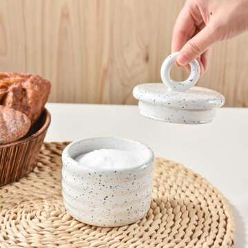 Charming Speckled Salt Cellar – Stylish Kitchen Essential