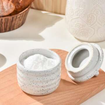 Stylish Salt Cellar Keeper with Ceramic Lid for Kitchen