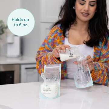 Motif Medical, Milk Storage Bags, 8 oz Milk Freezer Bag with Easy Pour Spout, BPA Free, Write-On Label - 40 Count