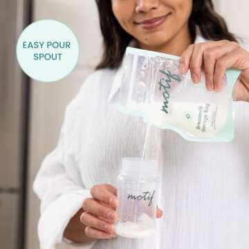 Motif Medical, Milk Storage Bags, 8 oz Milk Freezer Bag with Easy Pour Spout, BPA Free, Write-On Label - 40 Count