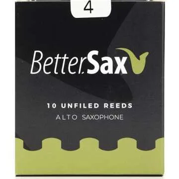 BetterSax Jazz Cut Alto Saxophone Reeds (10-Pack) for Superior Sound and Eco-Friendly Performance