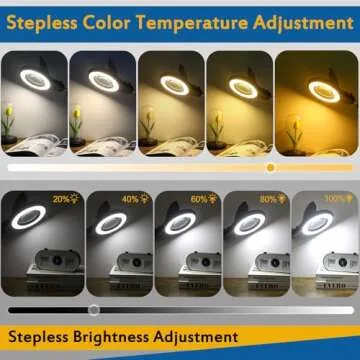 10X Large Magnifying Glass with Light and Stand, Dual Mechanical Knob Stepless Dimmable Lighted Magnifier, Real Glass Lens Desk Lamp with Light, Adjustable Swing Arm Clamp Light Hands Free for Crafts