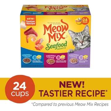 Meow Mix Seafood Selects Wet Cat Food Variety Pack, 2.75 Ounce Cups (Pack of 24)