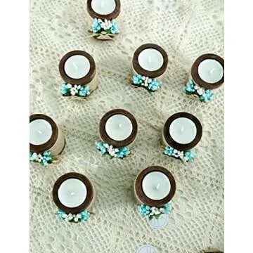 Ju's Favors Wooden Candle Holders Set for Baby Showers