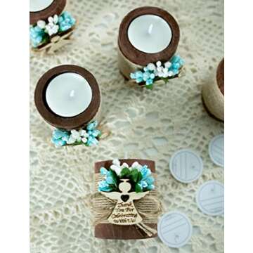 Ju's Favors Wooden Candle Holders Set for Baby Showers