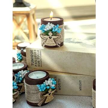 Ju's Favors Wooden Candle Holders Set for Baby Showers