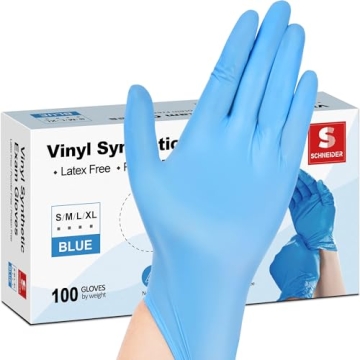Durable Schneider Blue Vinyl Exam Gloves, Latex-Free, 100 count