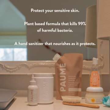 PAUME Sanitize at Home Duo: Signature Pump & Refillable Hand Gel Sanitizer 17oz - Silicon & Paraben ...