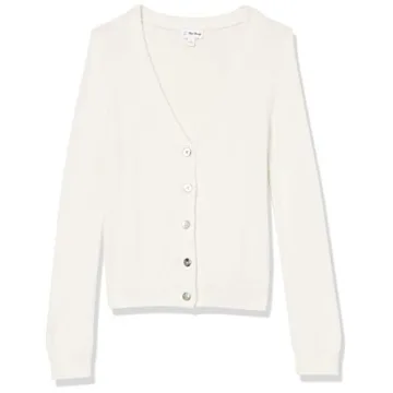 The Drop Women's Soft V-Neck Cardigan in Whisper White