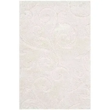SAFAVIEH Florida Shag Collection Accent Rug - 3'3" x 5'3", Creme & Creme, Scroll, Non-Shedding & Eas...