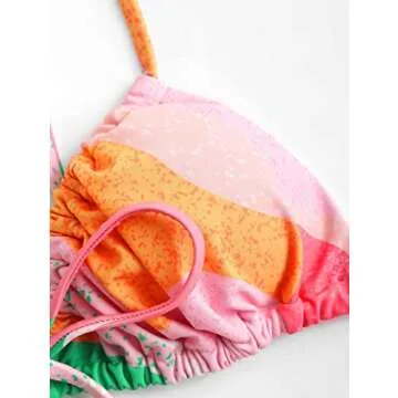 ZAFUL Womens High Cut Thong Bikini Set Swimsuits Cami String Sexy Bathing Suit