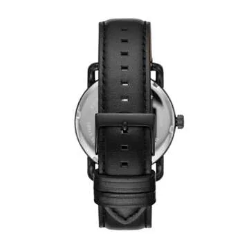 Fossil Men's Copeland Quartz Stainless Steel and Leather Three-Hand Watch, Color: Black (Model: FS5665)
