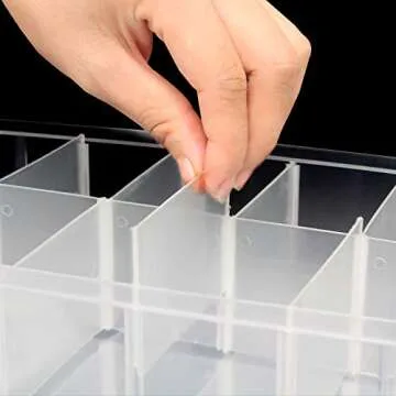 ZOEYES 2 Pack 3-Tier Stackable Storage Container Box, Crafts Storage Box with 30 Adjustable Compartments, Plastic Organizer Box for Arts and Crafts, Fuse Beads, Washi Tapes, Jewelry