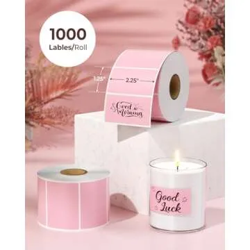 MUNBYN 2.25"x1.25" Thermal Sticker Labels, Pink Self-Adhesive Barcode Label Paper for Direct Thermal...