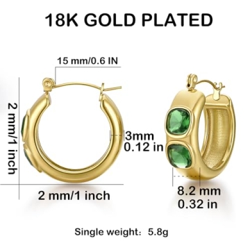 FRUMOS Gold Plated Earrings for Women - Chunky Hoops