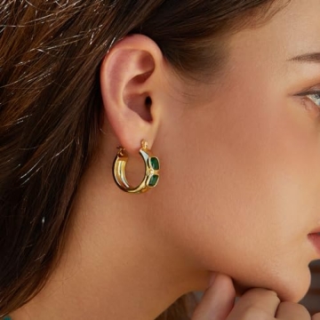 FRUMOS Gold Plated Earrings for Women - Chunky Hoops