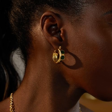 FRUMOS Gold Plated Earrings for Women - Chunky Hoops