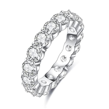 Stunning AnuClub Moissanite Eternity Ring - 5cttw D Color 925 Silver Band