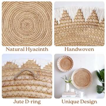 Chi An Home Extra Large Boho Wall Baskets Decor - 22", 19", 15" Natural Woven Art