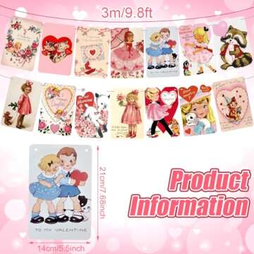 Sinmoe 4 Pcs Vintage Valentine's Day Decorations Vintage Valentine Banner Pink Happy Valentine Party...