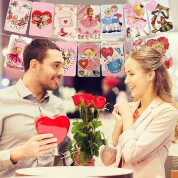 Sinmoe 4 Pcs Vintage Valentine's Day Decorations Vintage Valentine Banner Pink Happy Valentine Party Hanging Garland Valentine's Day Decoration for Anniversary Wedding Party Supplies(Lovely Style)