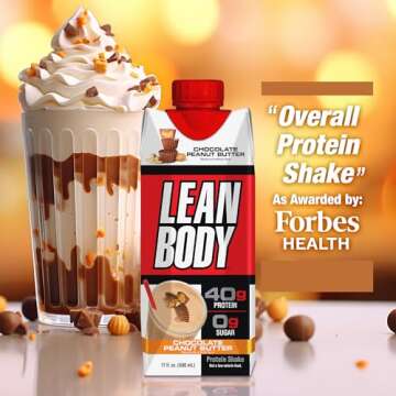 Lean Body Ready-to-Drink Protein Shake, 40g Protein, Whey Blend, 0 Sugar, Gluten Free, 22 Vitamins &...