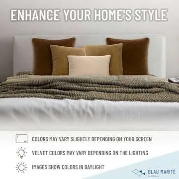Blau Marité Decorative Velvet Throw Pillow Covers with Trim. Soft Velvet Decorative Pillow Cases. Velvet Cushion Covers. Contrast Pipping.(Camel and Brown, 12"x20")