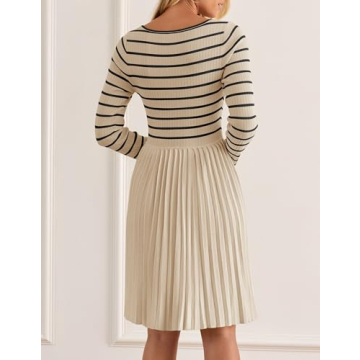 ZESICA Women's Casual Striped Long Sleeve Dress 2025