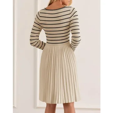 ZESICA Women's Casual Striped Long Sleeve Dress 2025