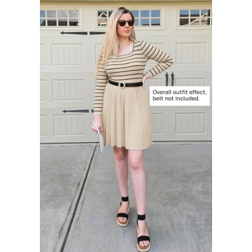 ZESICA Women's Casual Striped Long Sleeve Dress 2025