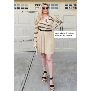 ZESICA Women's Casual Striped Long Sleeve Dress 2025