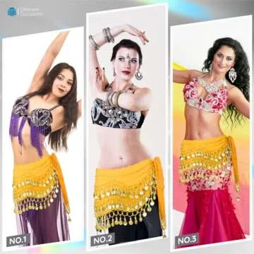 COSICS Chiffon Belly Dance Hip Scarf with Gold Coins